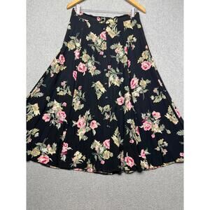 Vintage Michael Taylor Floral Button Up Knee Length Skirt Womens L USA Romantic